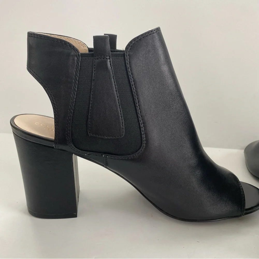 Cole Haan Basel Shootie II Platform Bootie Black Cutout Heel Vegan Leather 9.5B